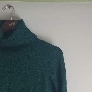 Greeen Alpaca Merino Wool blend Turtleneck rollneck warm sweater, Womens Medium